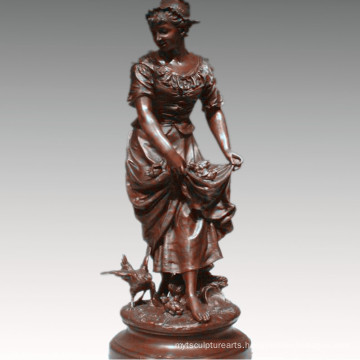 Female Collection Bronze Sculpture Farming Woman Decoration Brass Statue TPE-929